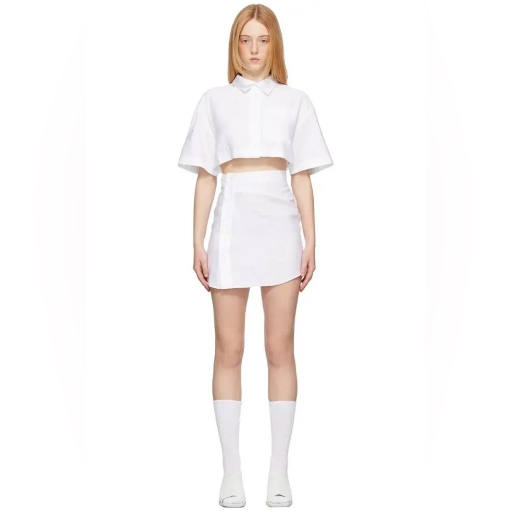NWT Jacquemus La Robe Arles Poplin White Short Sleeve Button Shirt Mini Dress - Picture 12 of 13